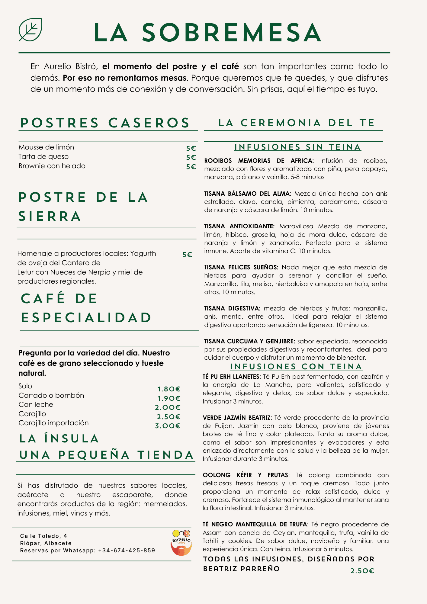 CARTA AURELIO BISTRÓ